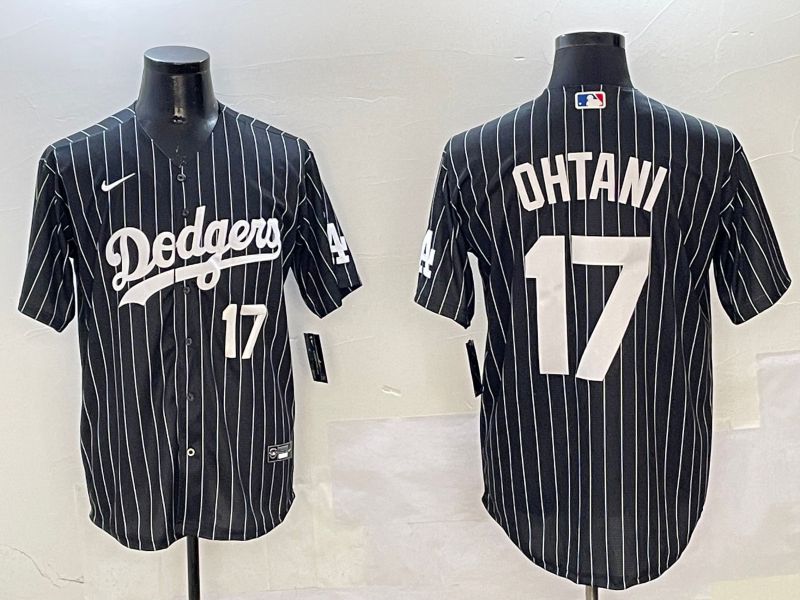 Men Los Angeles Dodgers #17 Ohtani Black Stripe Jointly Name 2025 Nike MLB Jersey style 9->los angeles dodgers->MLB Jersey